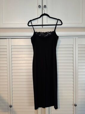 Together Black Lace-Trim Slip Dress